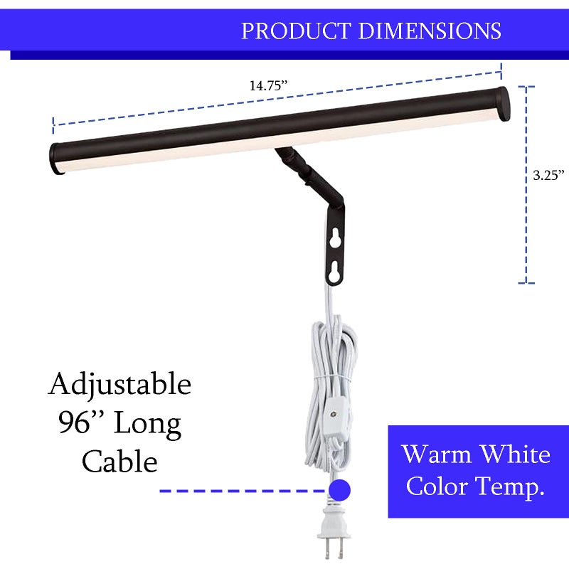Ciata Picture Light, Picture Frame Light, 14-Inches Integrated LED Art Light, 3000K, 4 Watt (40W Eqv) Metal Picture Lights for Wall, Artwork Light with in-line On/Off Switch in Oil Rubbed Bronze - Image 4